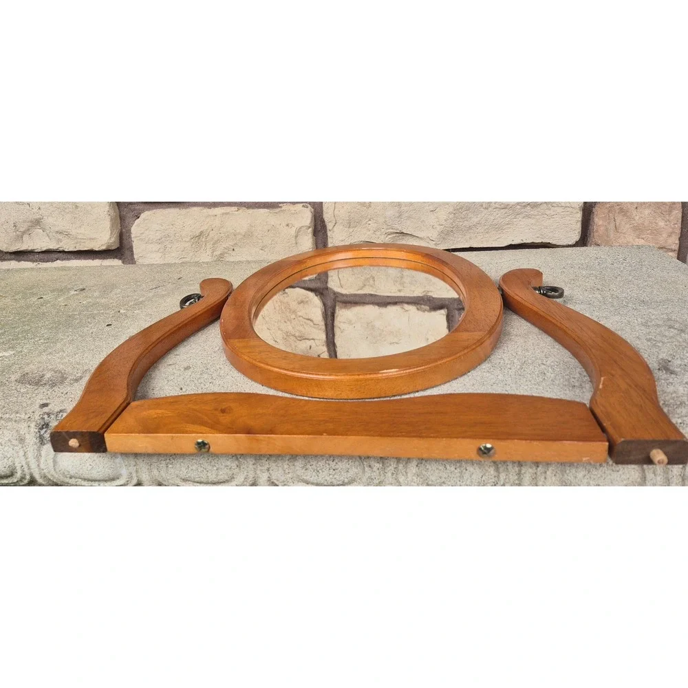 Vintage Oval Wood Vanity Mirror Tilt Adjustable‎ Dresser Farmhouse Decor
